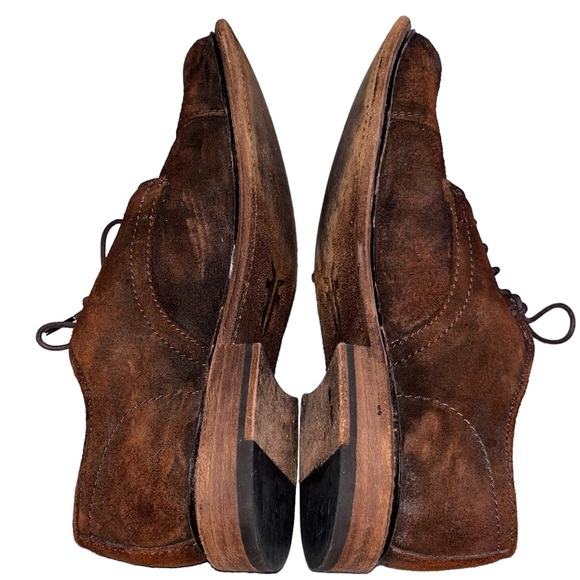 Men’s Frye Brown Burnished Suede Leather Paul Bal Oxford Shoes size 11.5 - Picture 4 of 10